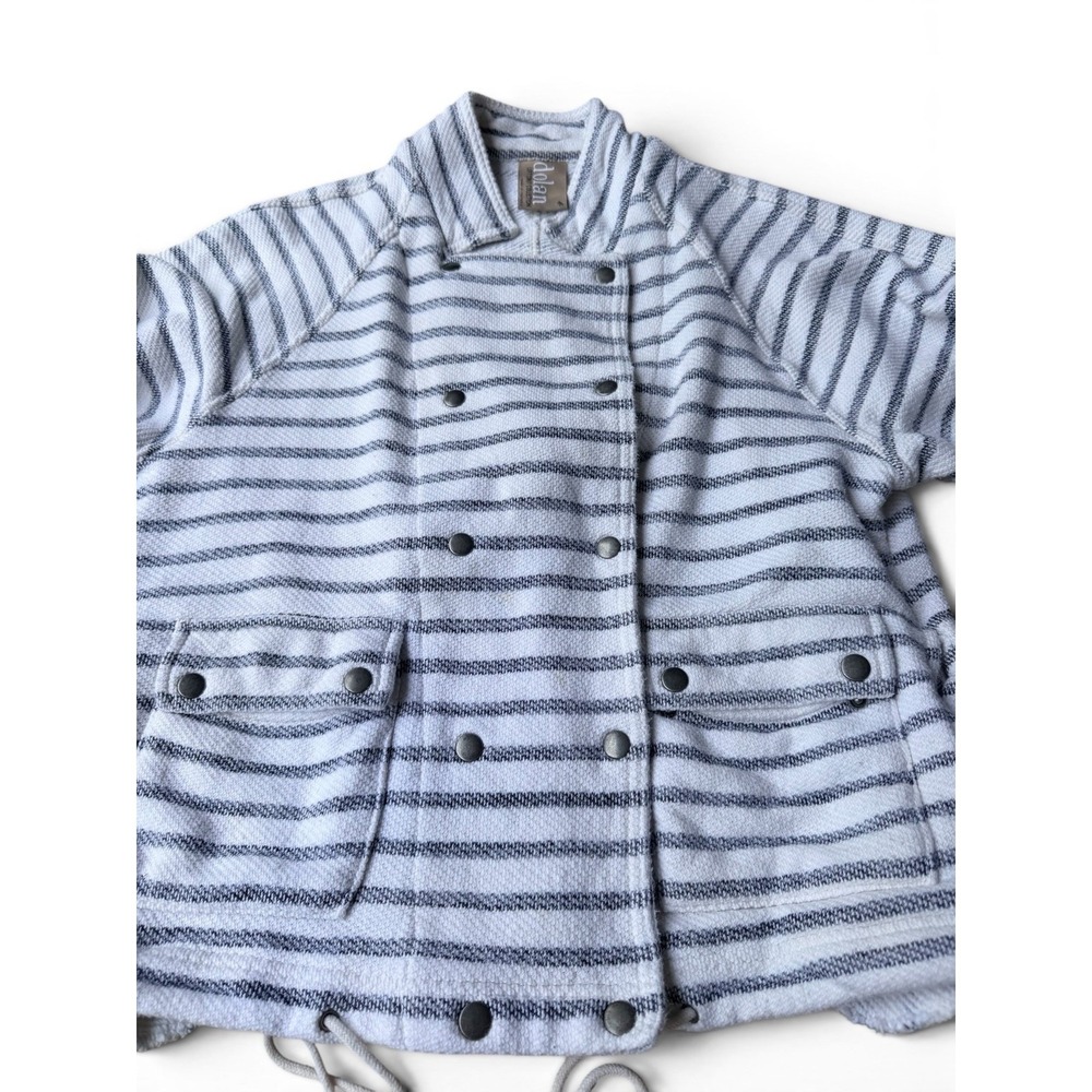 Dolan Jacket Womens M White Blue Left Coast Striped Sailor Coastal Nautical - Picture 5 of 8